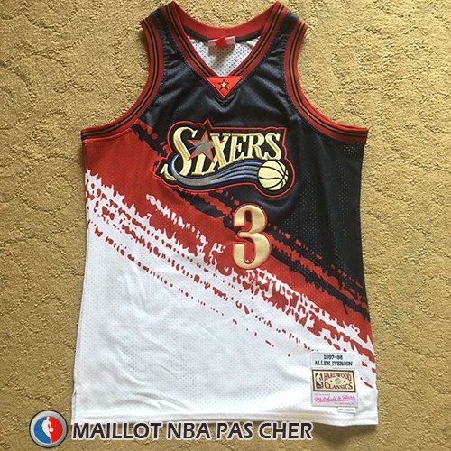 Maillot Philadelphia 76ers Allen Iverson Mitchell & Ness Noir Rouge